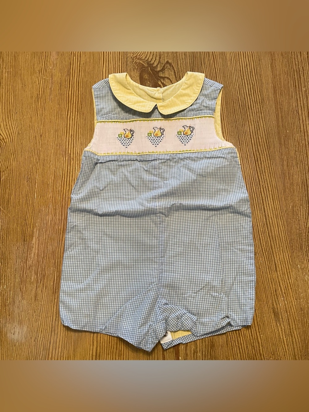 Beaux et Belles Collar Gingham Baby Jon Jon Lemonade Smocked